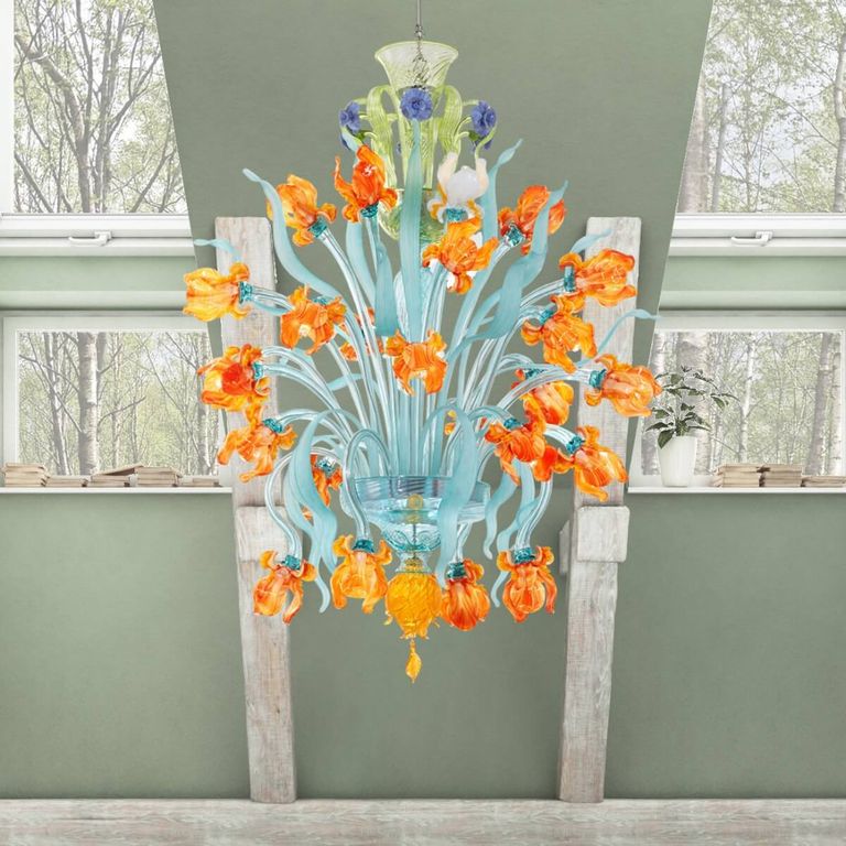 Van Gogh Iris Deluxe Multicolor Murano Glass Chandelier Sogni Di
