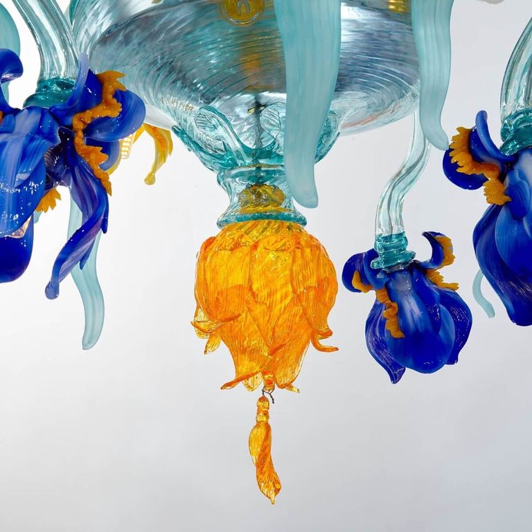 Van Gogh Iris Deluxe Multicolor Murano Glass Chandelier Sogni Di