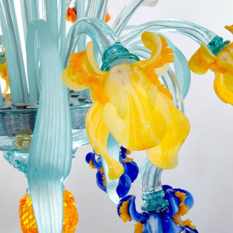 Van Gogh Iris Deluxe Multicolor Murano Glass Chandelier Sogni Di